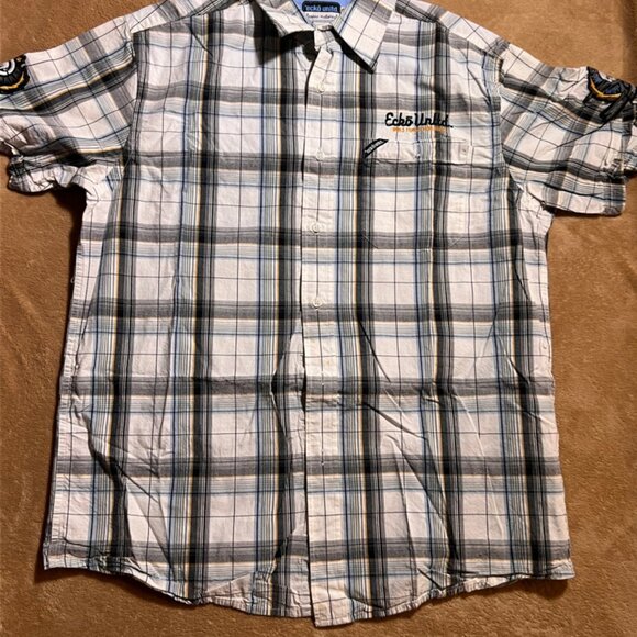 Ecko Grey Plaid‎ Button Down Embroidered Shirt Sz Large Y2K (AA2) - Picture 4 of 8